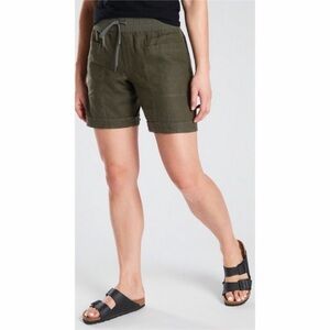 Athleta Cabo Linen 8” Shorts Olive Green 0